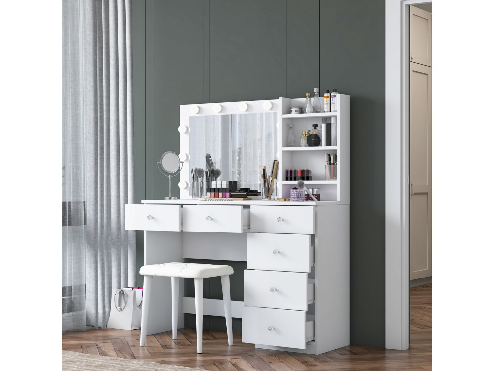 Coiffeuse en bois " BJ162 " - 120 x 141,8 x 40 cm - Blanc