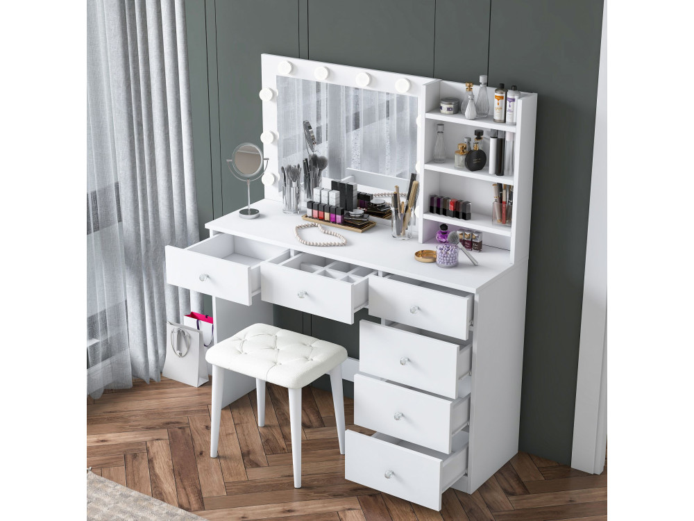 Coiffeuse en bois " BJ162 " - 120 x 141,8 x 40 cm - Blanc