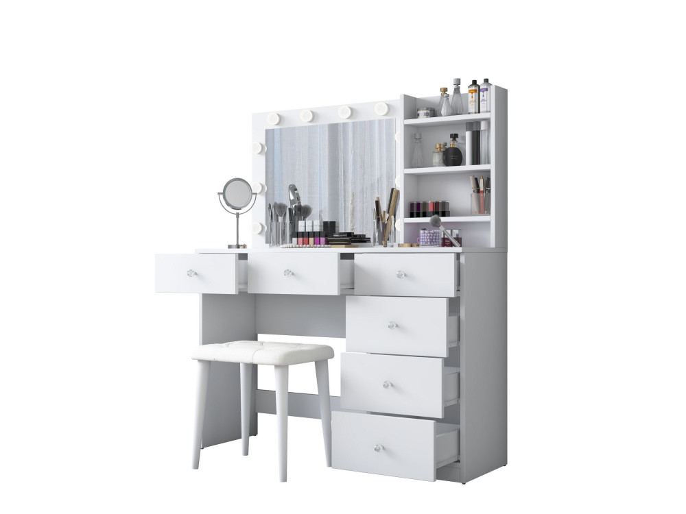Coiffeuse en bois " BJ162 " - 120 x 141,8 x 40 cm - Blanc
