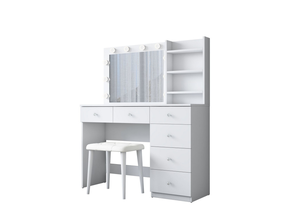 Coiffeuse en bois " BJ162 " - 120 x 141,8 x 40 cm - Blanc