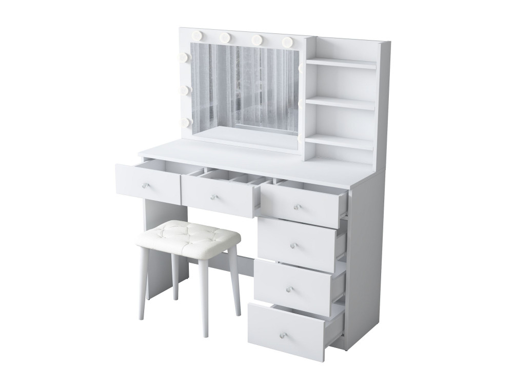 Coiffeuse en bois " BJ162 " - 120 x 141,8 x 40 cm - Blanc