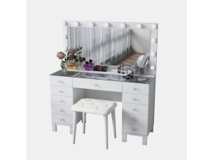 Coiffeuse en bois " BJ163 " - 120 x 133,6 x 40 cm - Blanc