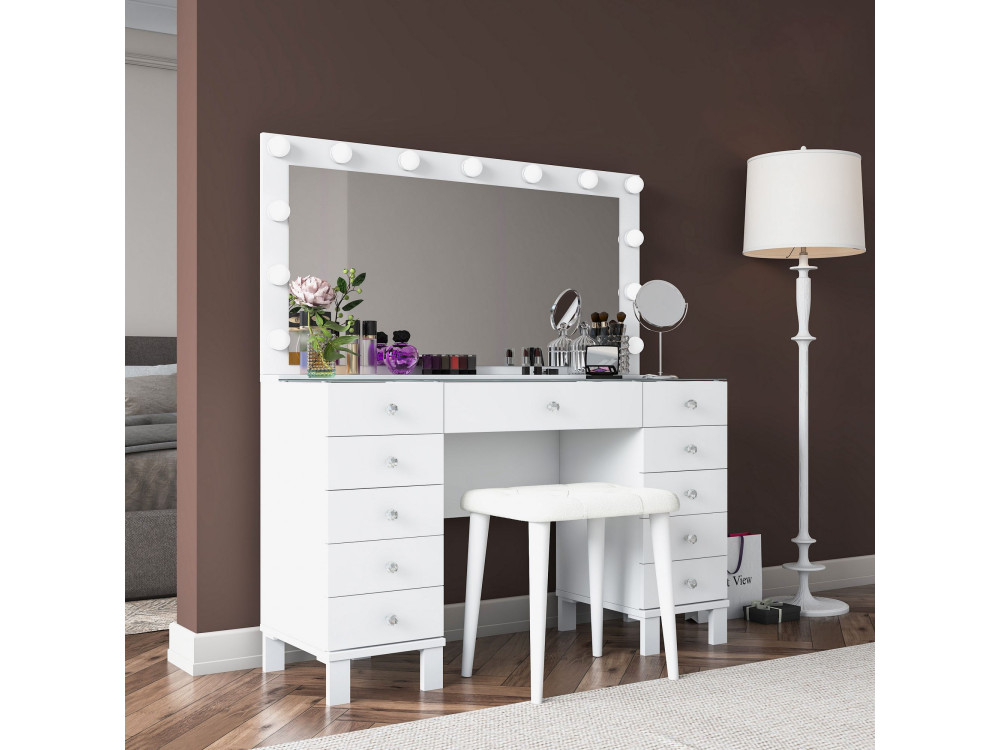 Coiffeuse en bois " BJ163 " - 120 x 133,6 x 40 cm - Blanc