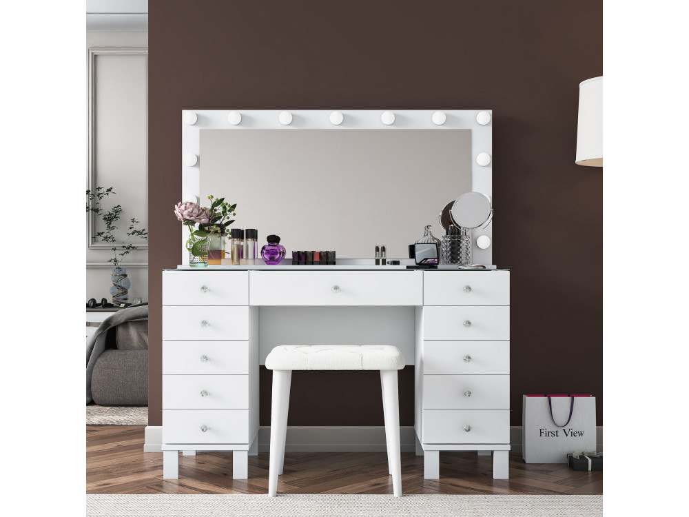 Coiffeuse en bois " BJ163 " - 120 x 133,6 x 40 cm - Blanc