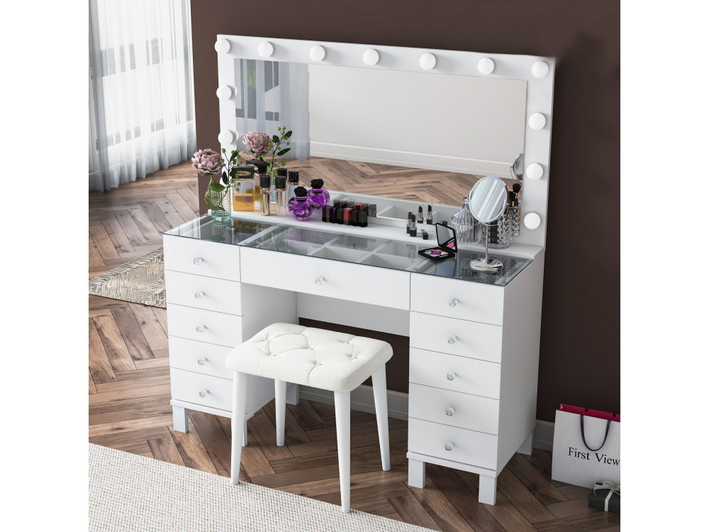 Coiffeuse en bois " BJ163 " - 120 x 133,6 x 40 cm - Blanc