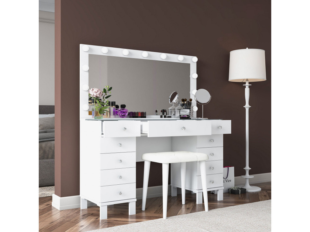 Coiffeuse en bois " BJ163 " - 120 x 133,6 x 40 cm - Blanc