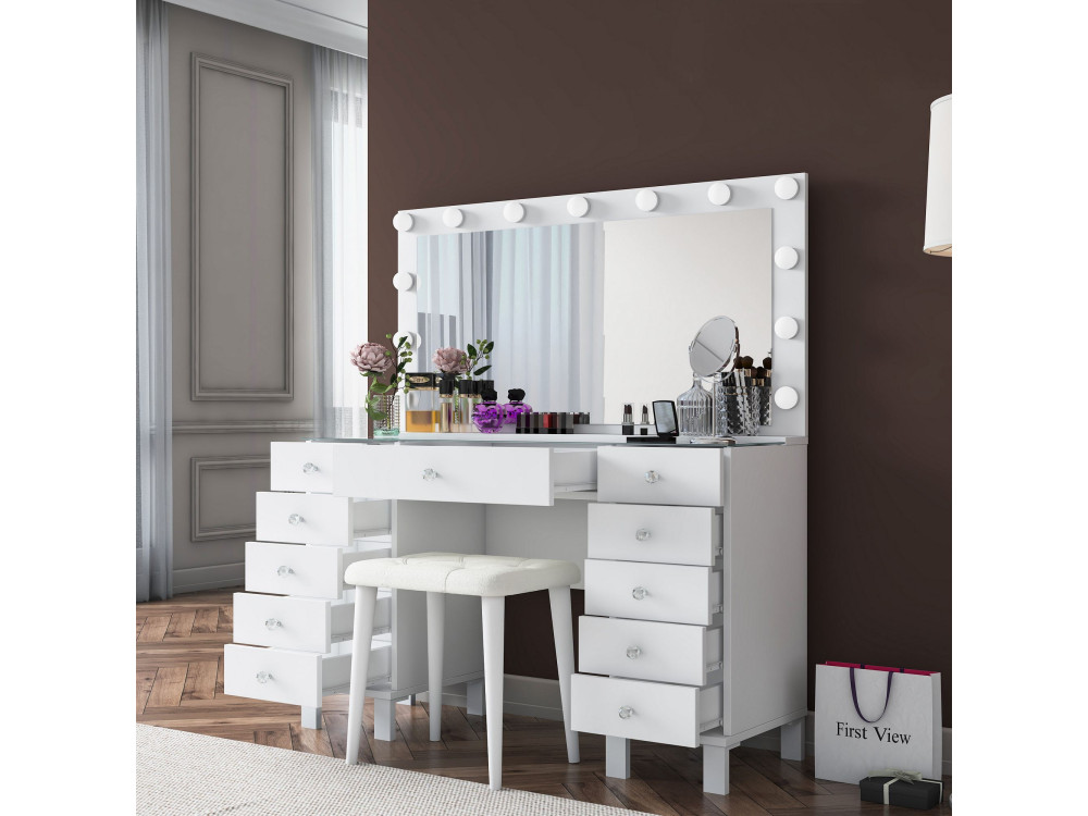 Coiffeuse en bois " BJ163 " - 120 x 133,6 x 40 cm - Blanc
