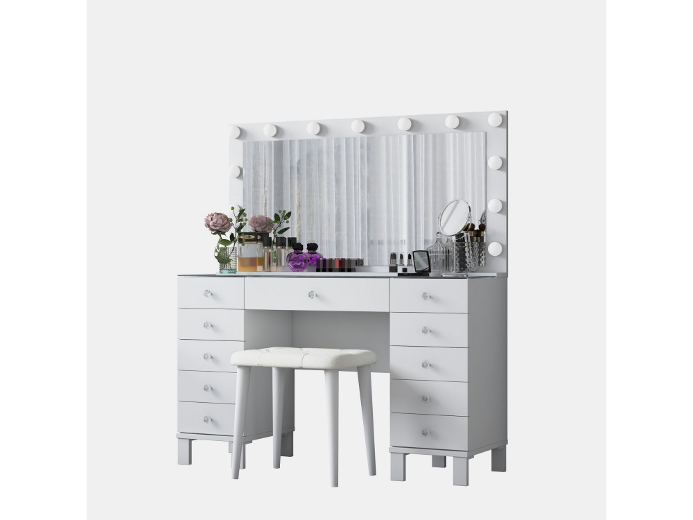 Coiffeuse en bois " BJ163 " - 120 x 133,6 x 40 cm - Blanc