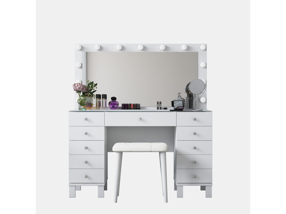 Coiffeuse en bois " BJ163 " - 120 x 133,6 x 40 cm - Blanc