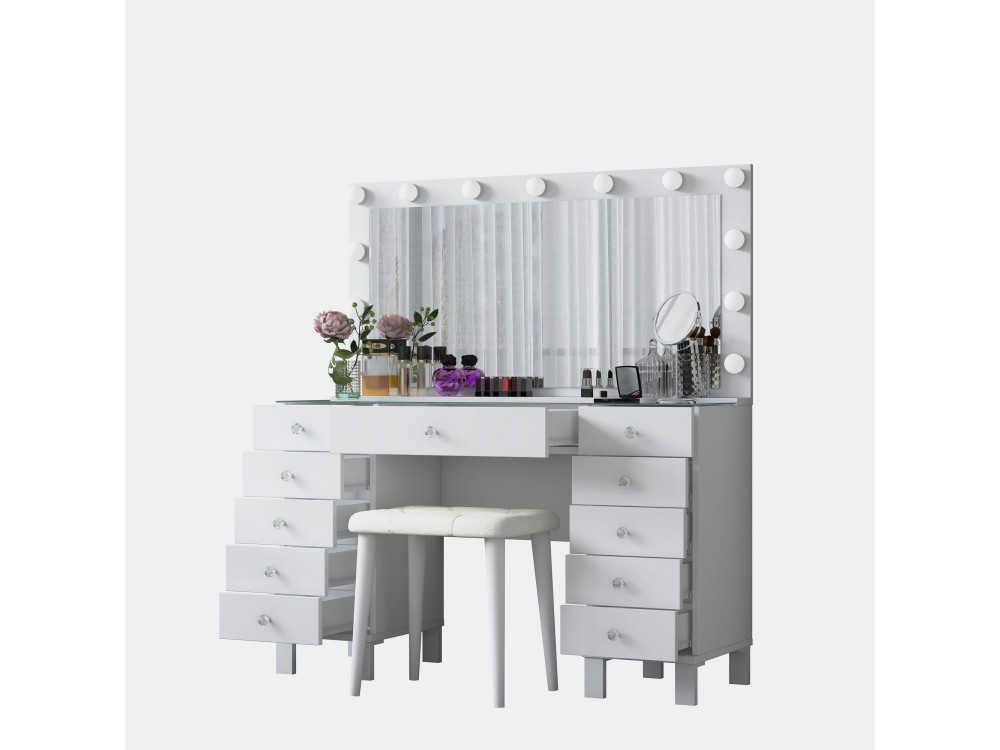 Coiffeuse en bois " BJ163 " - 120 x 133,6 x 40 cm - Blanc