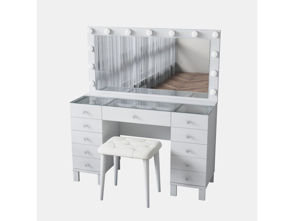 Coiffeuse en bois " BJ163 " - 120 x 133,6 x 40 cm - Blanc