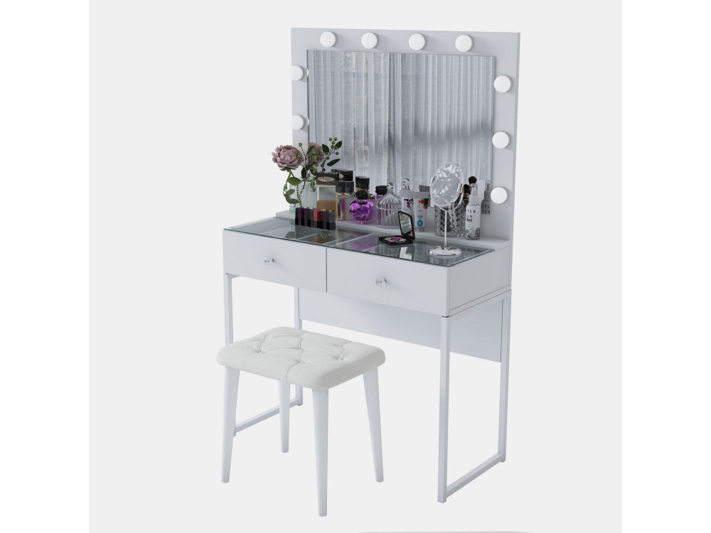 Coiffeuse en bois " BJ164 " - 90 x 141,8 x 40 cm - Blanc