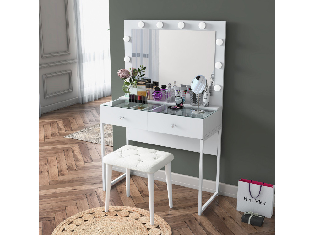 Coiffeuse en bois " BJ164 " - 90 x 141,8 x 40 cm - Blanc