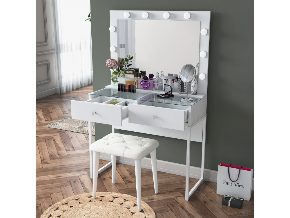Coiffeuse en bois " BJ164 " - 90 x 141,8 x 40 cm - Blanc