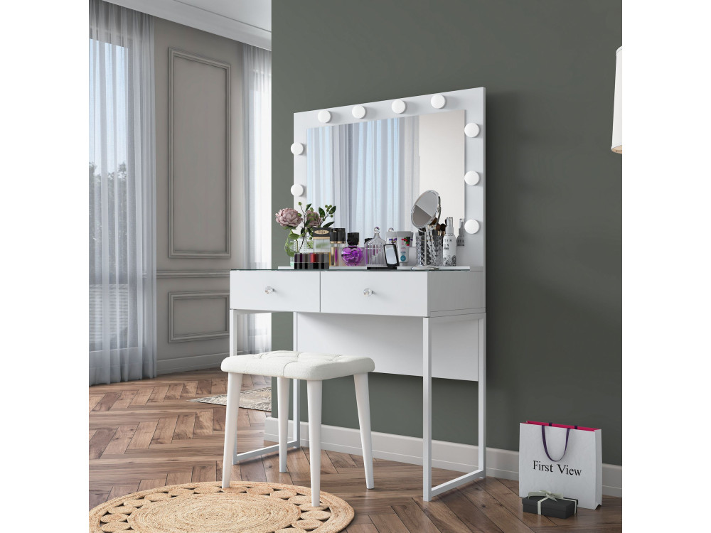 Coiffeuse en bois " BJ164 " - 90 x 141,8 x 40 cm - Blanc