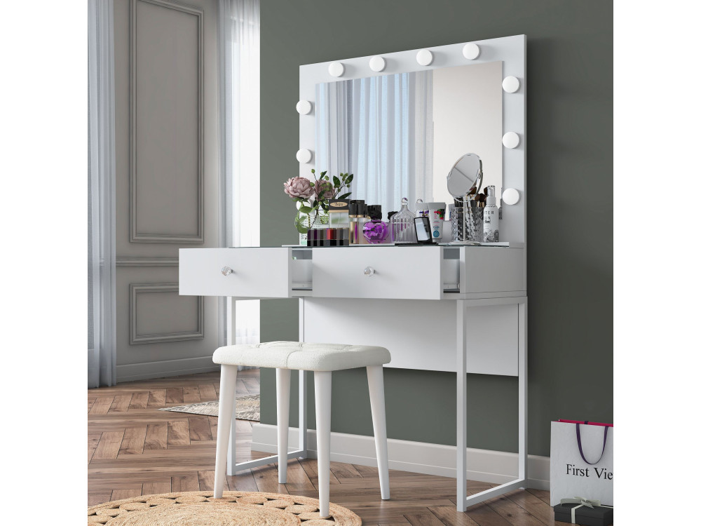 Coiffeuse en bois " BJ164 " - 90 x 141,8 x 40 cm - Blanc