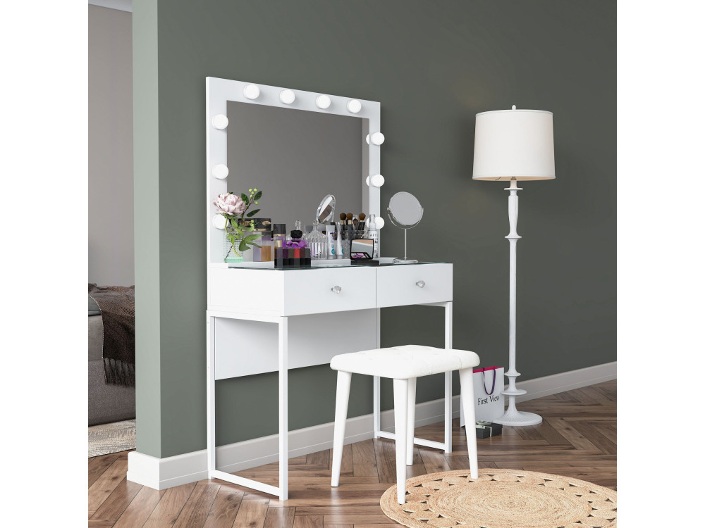 Coiffeuse en bois " BJ164 " - 90 x 141,8 x 40 cm - Blanc