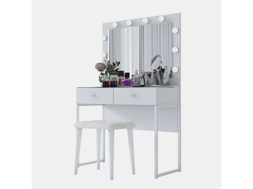 Coiffeuse en bois " BJ164 " - 90 x 141,8 x 40 cm - Blanc