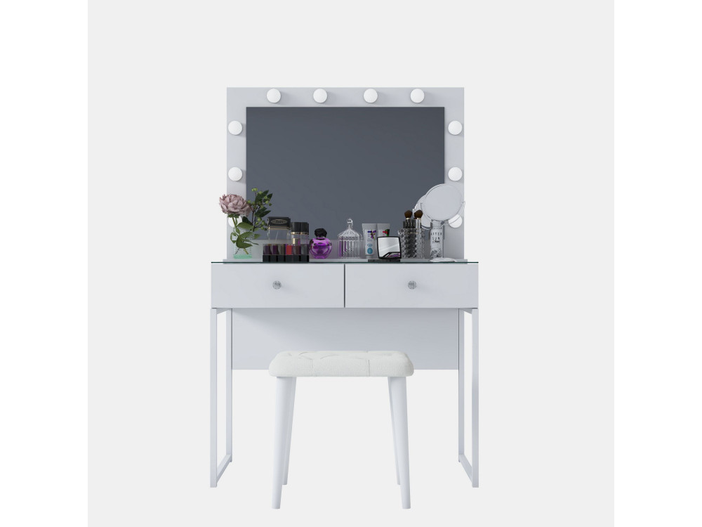 Coiffeuse en bois " BJ164 " - 90 x 141,8 x 40 cm - Blanc