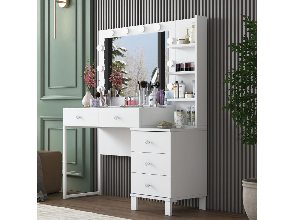 Coiffeuse en bois " BJ194 " - 120 x 141,8 x 40 cm - Blanc