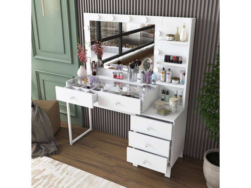 Coiffeuse en bois " BJ194 " - 120 x 141,8 x 40 cm - Blanc