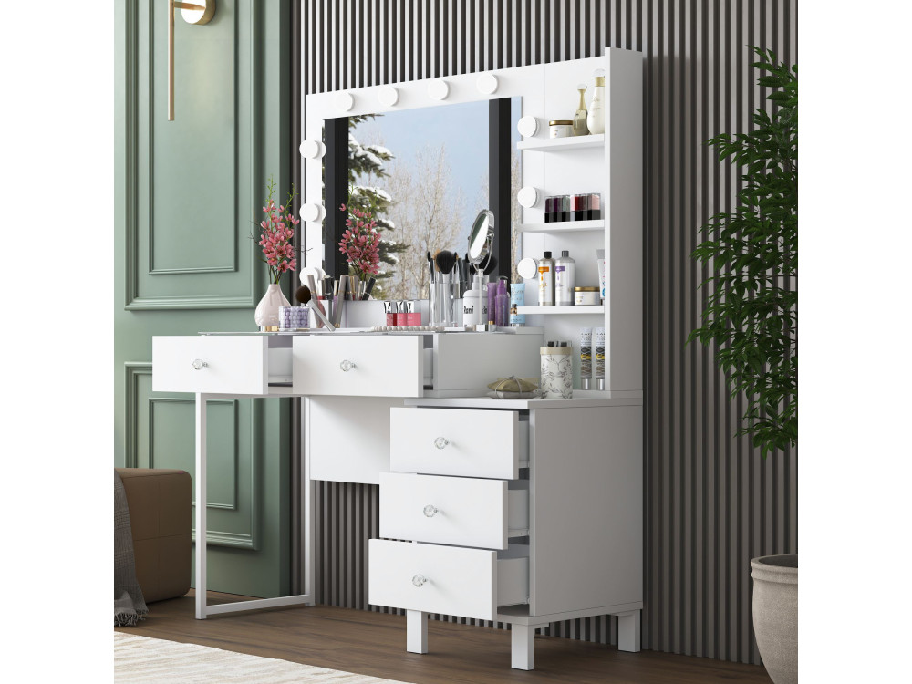 Coiffeuse en bois " BJ194 " - 120 x 141,8 x 40 cm - Blanc