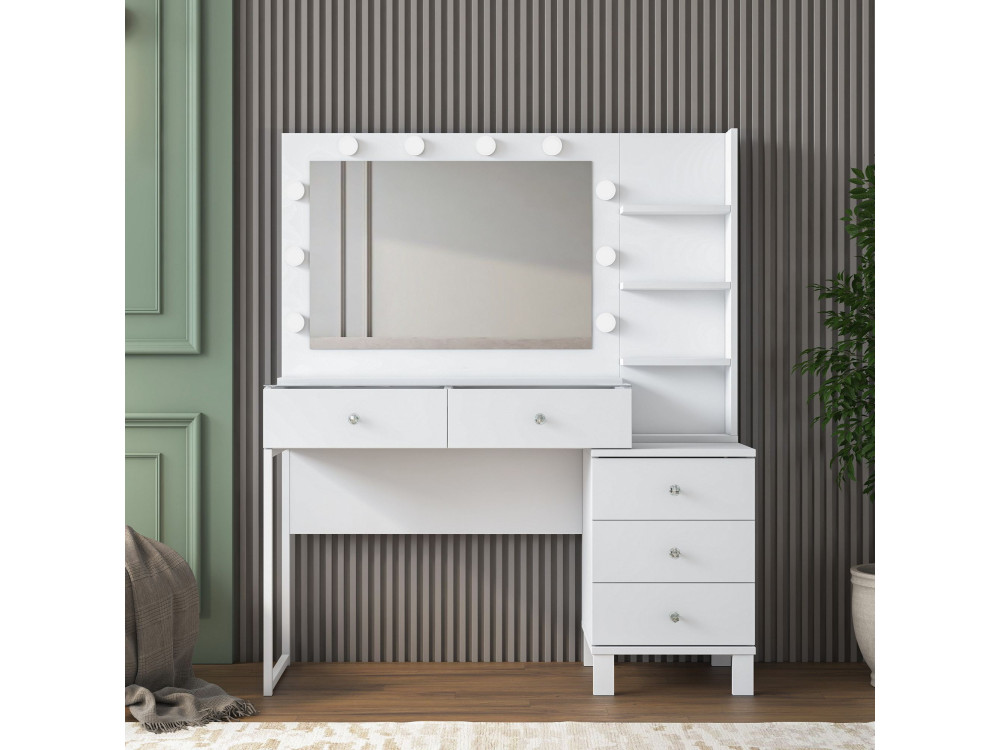 Coiffeuse en bois " BJ194 " - 120 x 141,8 x 40 cm - Blanc