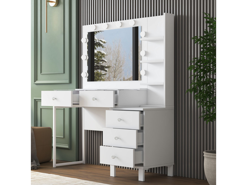Coiffeuse en bois " BJ194 " - 120 x 141,8 x 40 cm - Blanc