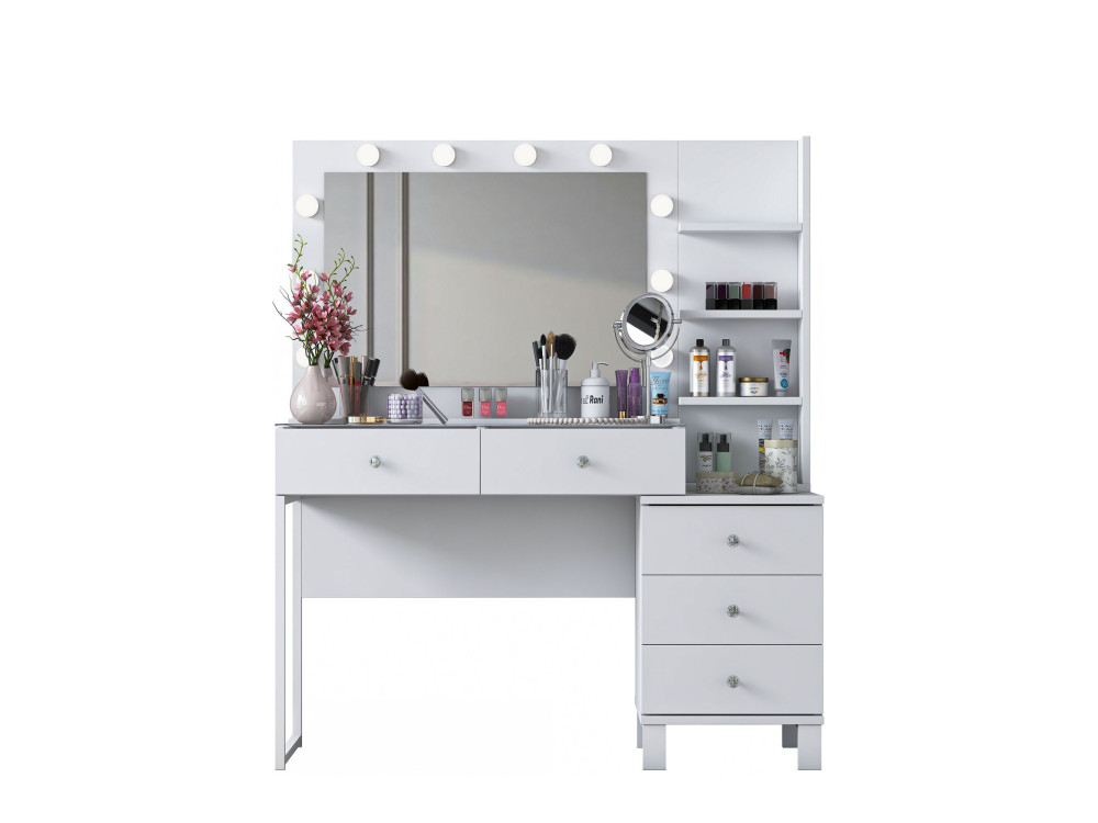 Coiffeuse en bois " BJ194 " - 120 x 141,8 x 40 cm - Blanc
