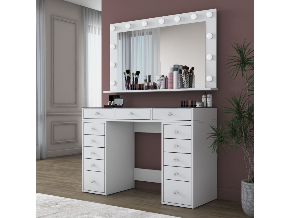 Coiffeuse en bois " BJ195 " - 120 x 79,8 x 44,5 cm - Blanc