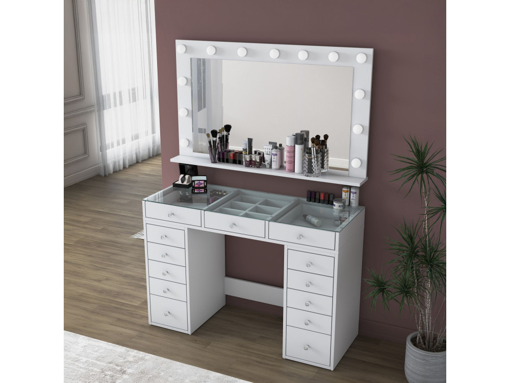 Coiffeuse en bois " BJ195 " - 120 x 79,8 x 44,5 cm - Blanc