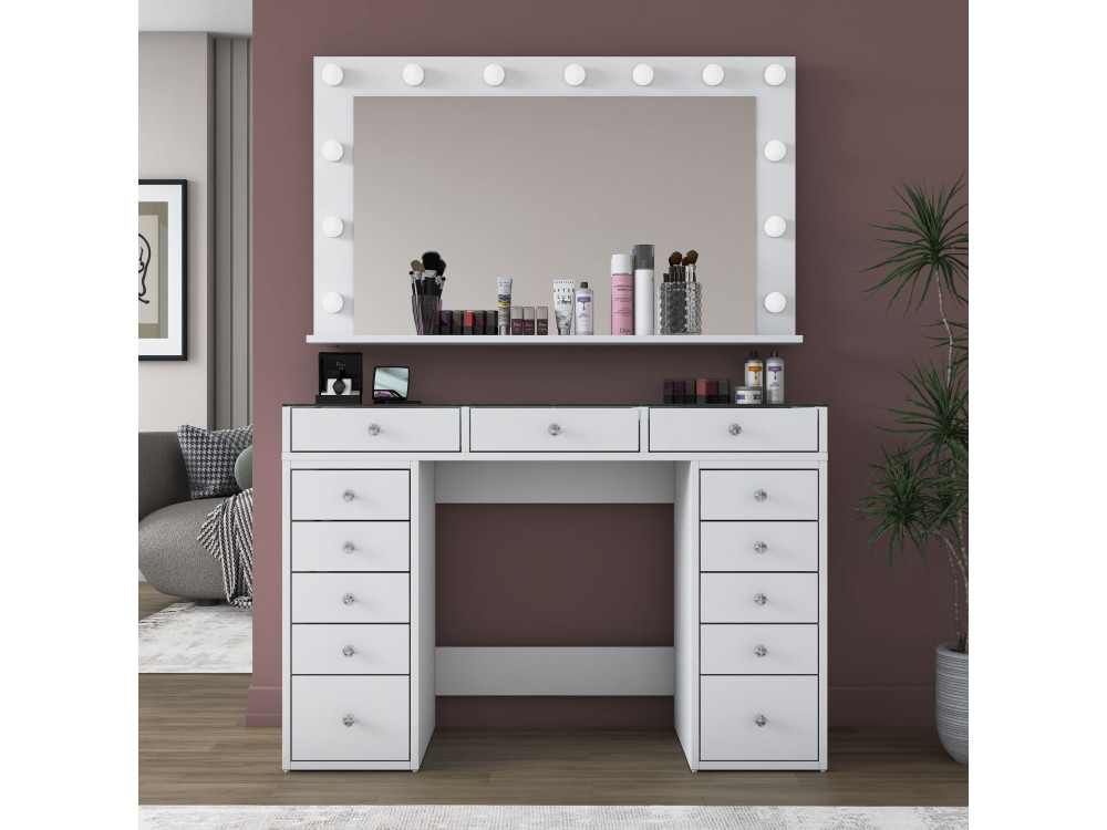 Coiffeuse en bois " BJ195 " - 120 x 79,8 x 44,5 cm - Blanc