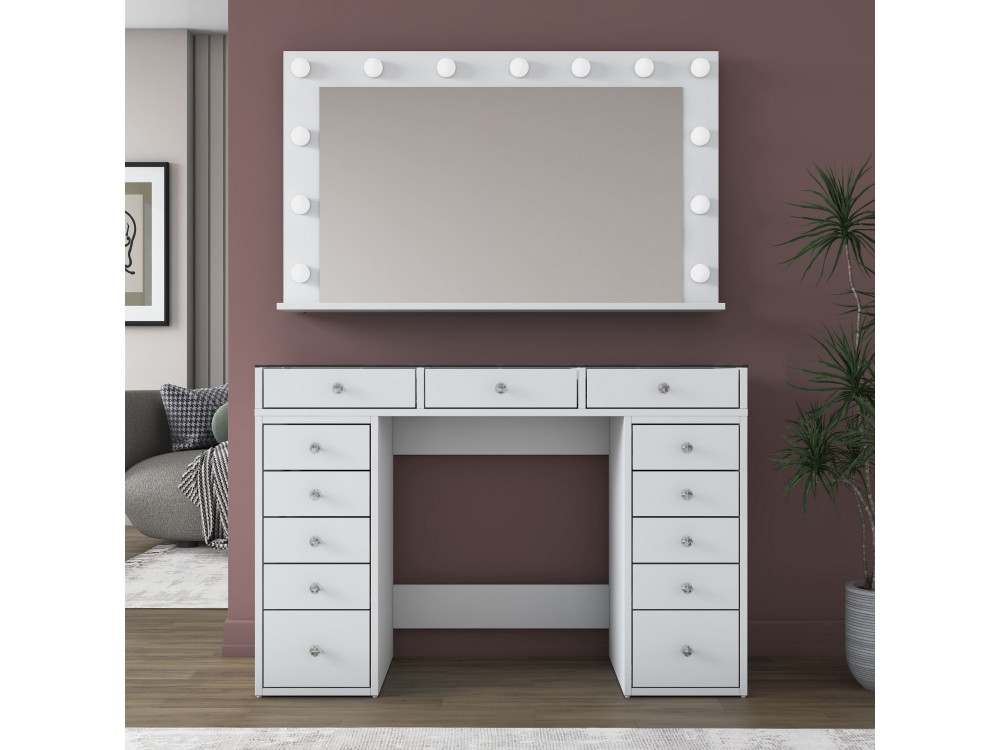 Coiffeuse en bois " BJ195 " - 120 x 79,8 x 44,5 cm - Blanc