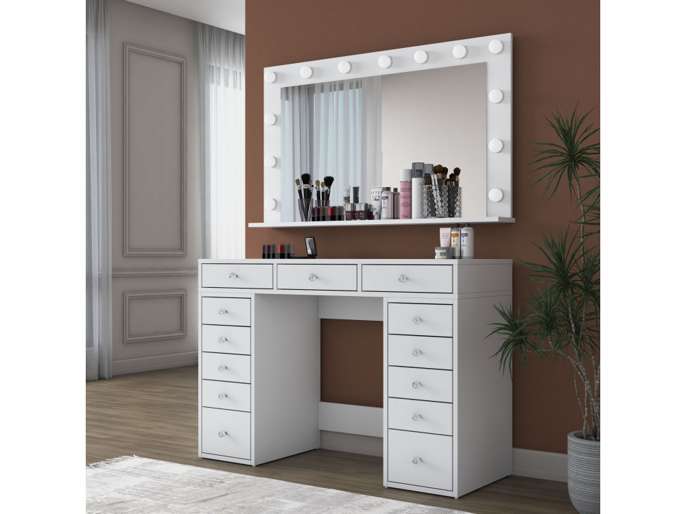 Coiffeuse en bois " BJ196 " - 120 x 81,6 x 44,5 cm - Blanc