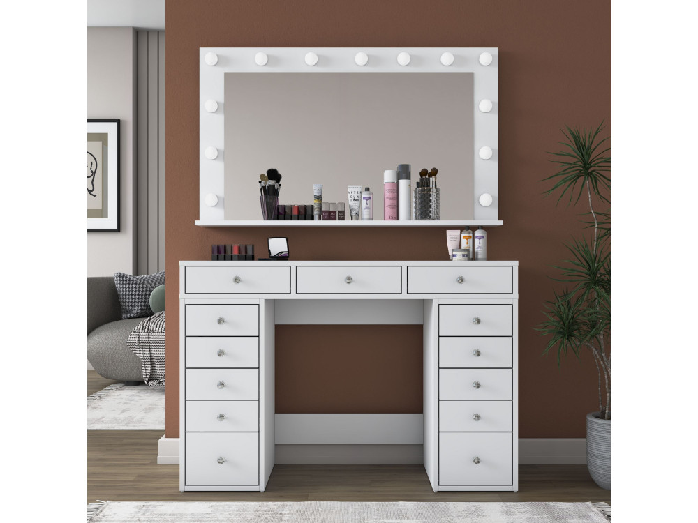 Coiffeuse en bois " BJ196 " - 120 x 81,6 x 44,5 cm - Blanc