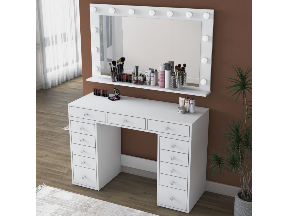 Coiffeuse en bois " BJ196 " - 120 x 81,6 x 44,5 cm - Blanc