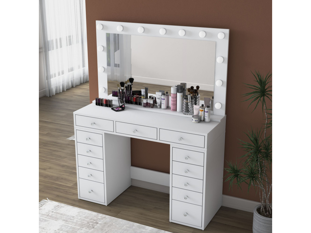 Coiffeuse en bois " BJ196 " - 120 x 81,6 x 44,5 cm - Blanc