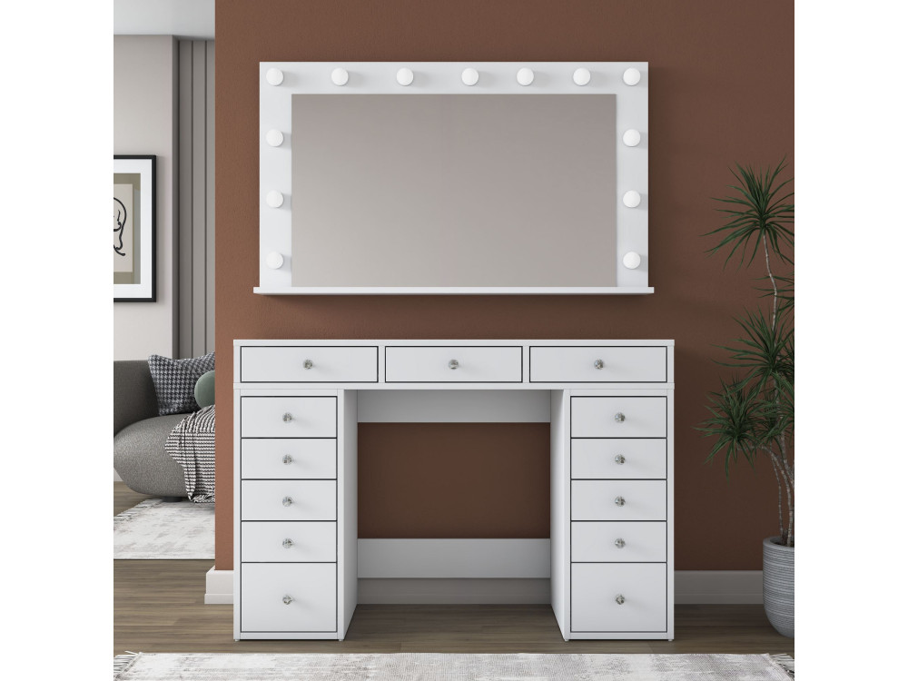 Coiffeuse en bois " BJ196 " - 120 x 81,6 x 44,5 cm - Blanc