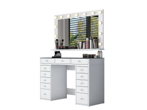 Coiffeuse en bois " BJ197 " - 120 x 79,8 x 44,5 cm - Blanc