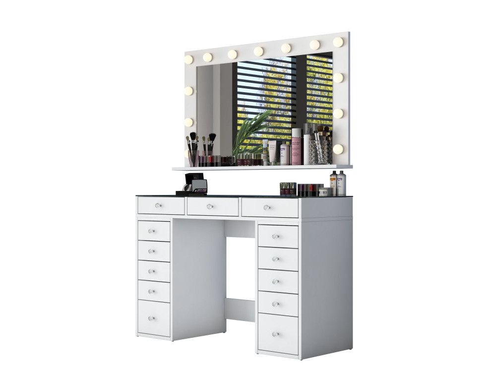 Coiffeuse en bois " BJ197 " - 120 x 79,8 x 44,5 cm - Blanc