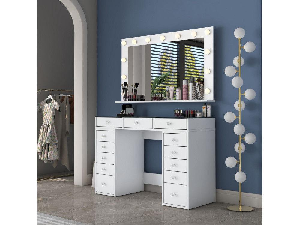 Coiffeuse en bois " BJ197 " - 120 x 79,8 x 44,5 cm - Blanc