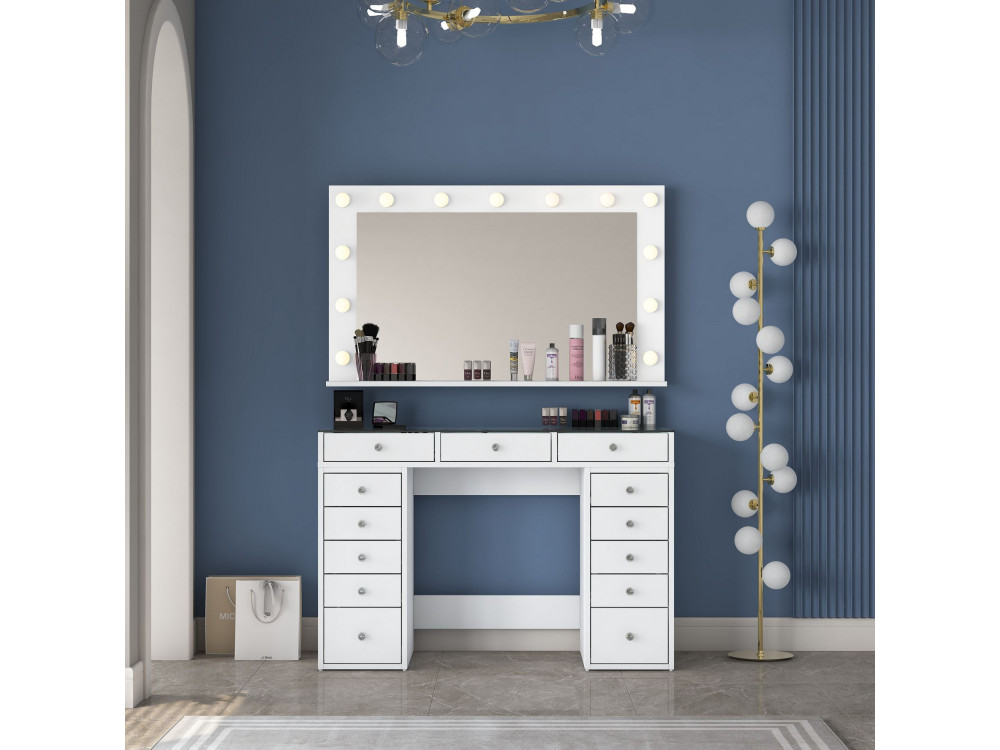 Coiffeuse en bois " BJ197 " - 120 x 79,8 x 44,5 cm - Blanc