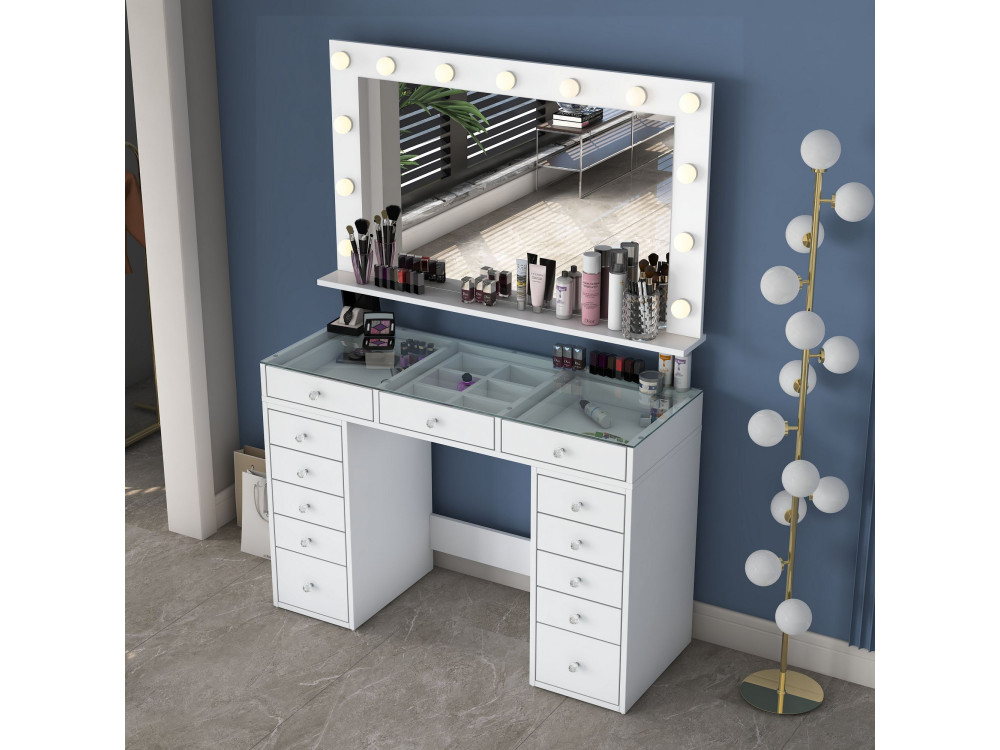 Coiffeuse en bois " BJ197 " - 120 x 79,8 x 44,5 cm - Blanc