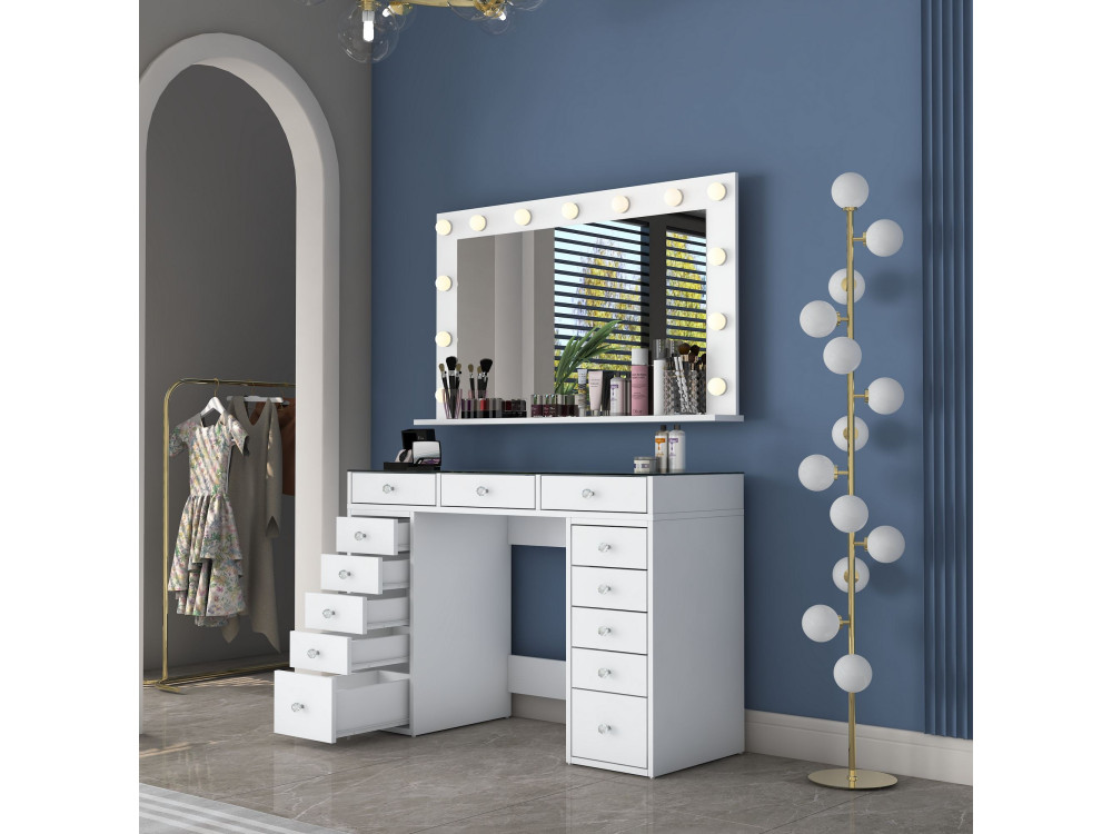 Coiffeuse en bois " BJ197 " - 120 x 79,8 x 44,5 cm - Blanc