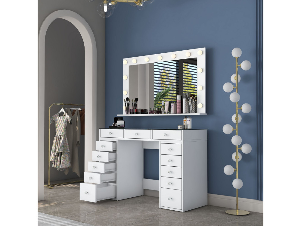Coiffeuse en bois " BJ197 " - 120 x 79,8 x 44,5 cm - Blanc