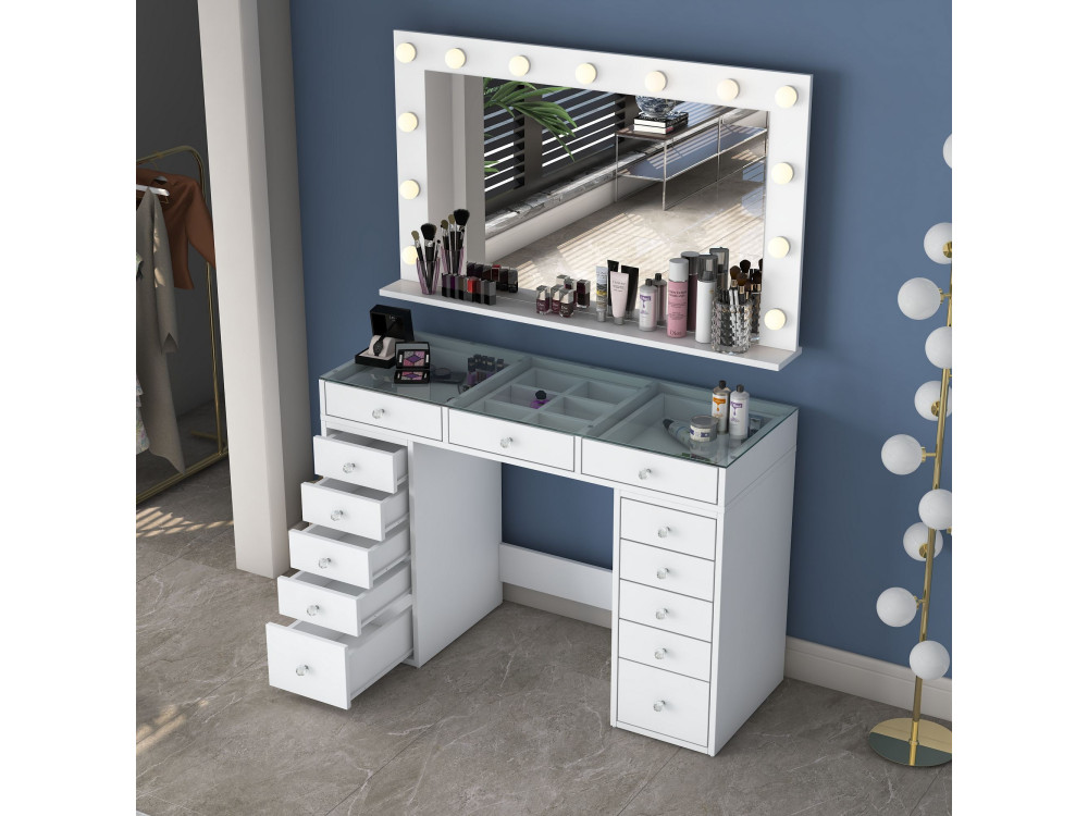 Coiffeuse en bois " BJ197 " - 120 x 79,8 x 44,5 cm - Blanc