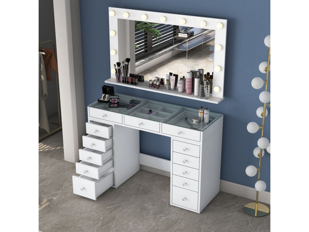 Coiffeuse en bois " BJ197 " - 120 x 79,8 x 44,5 cm - Blanc