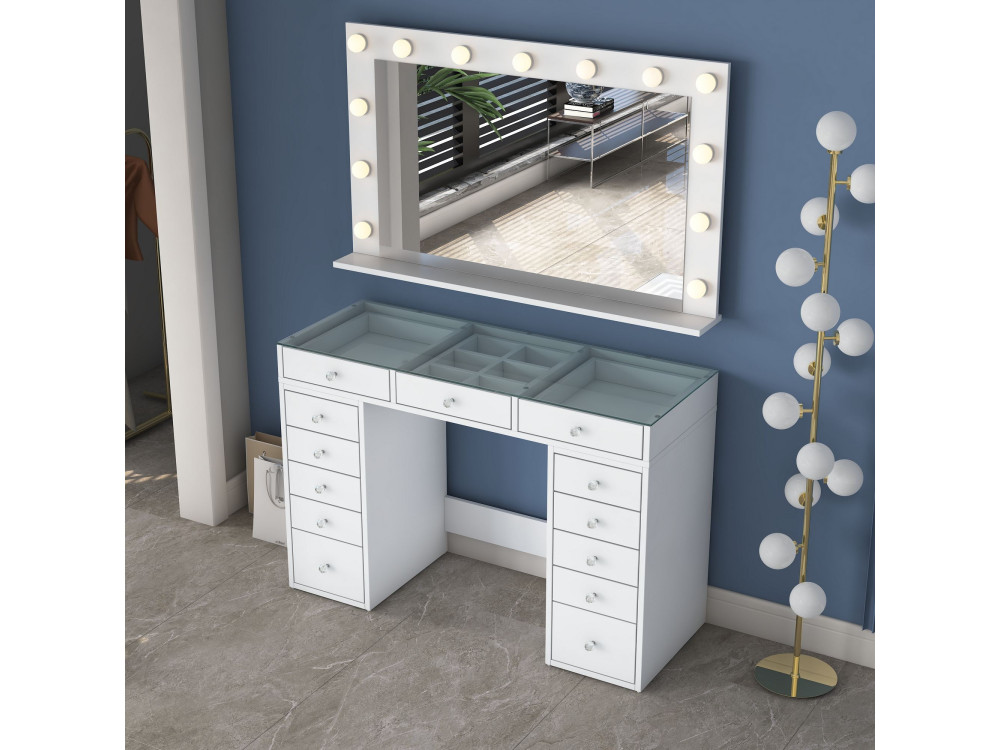 Coiffeuse en bois " BJ197 " - 120 x 79,8 x 44,5 cm - Blanc