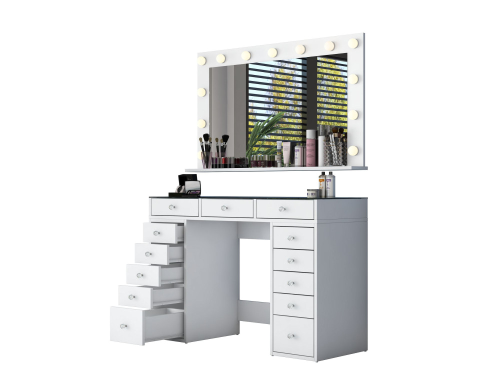 Coiffeuse en bois " BJ197 " - 120 x 79,8 x 44,5 cm - Blanc