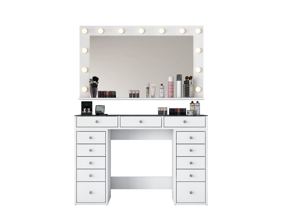 Coiffeuse en bois " BJ197 " - 120 x 79,8 x 44,5 cm - Blanc